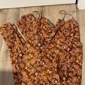 Tie-front jumpsuit in vintage vines